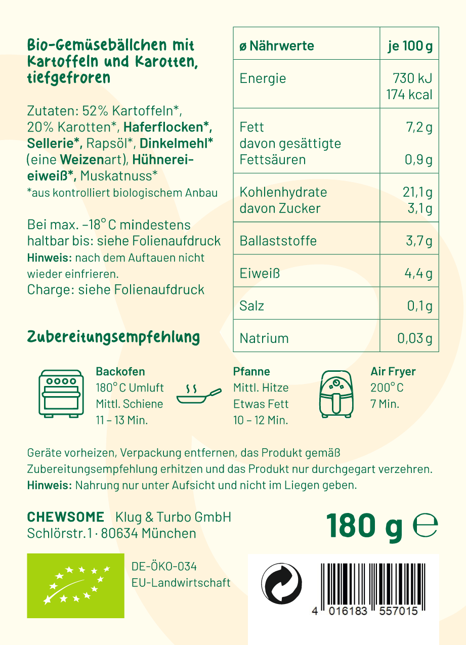 Bio Kartoffel Karotten Bällchen