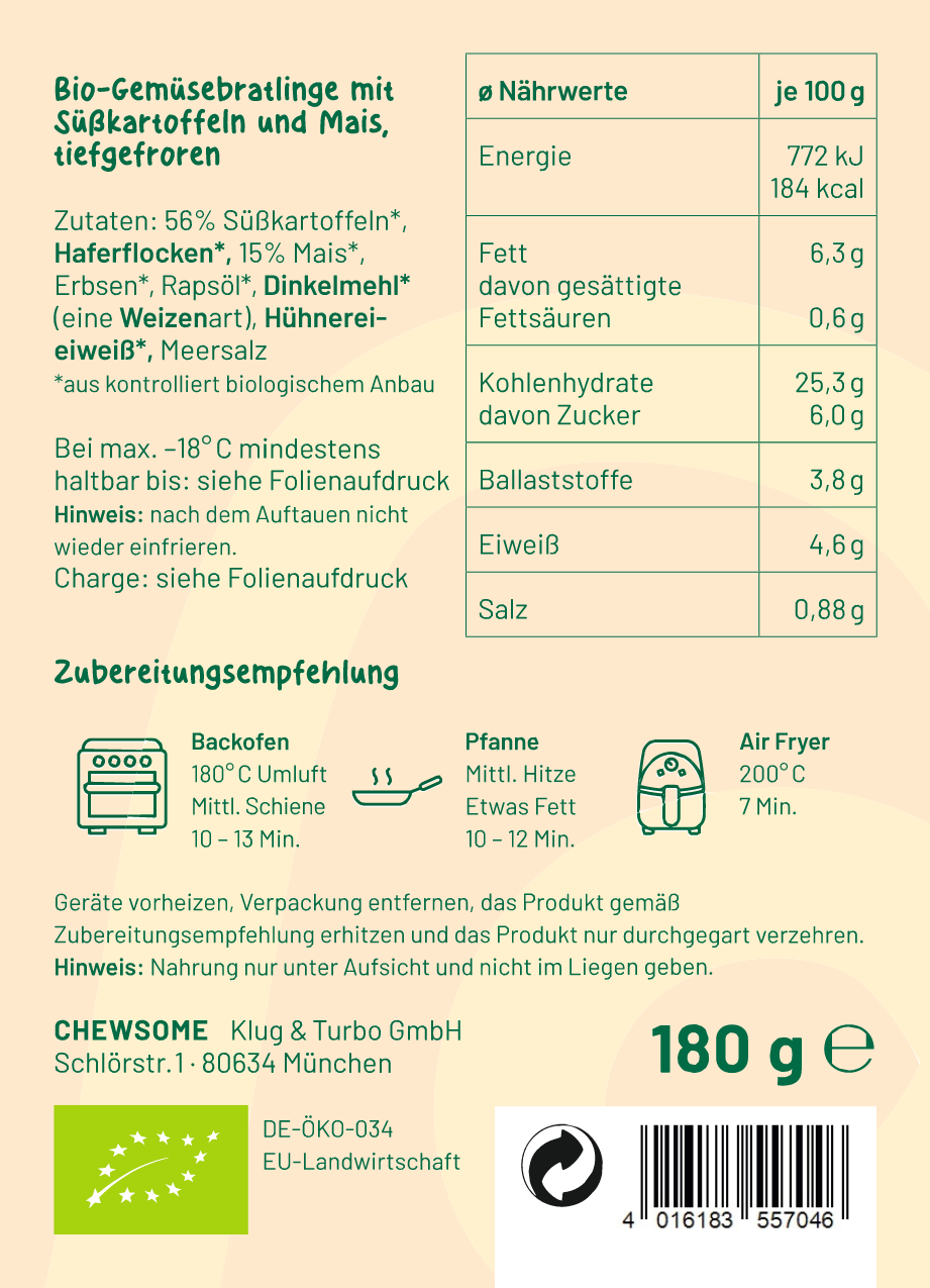 Bio Süßkartoffel Mais Nuggets